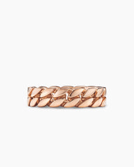 Curb Chain Band Ring in 18K Rose Gold, 6mm