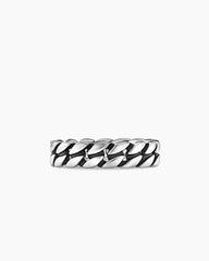 Curb Chain Band Ring in Sterling Silver, 6mm