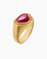 Shipwreck Signet Ring in 18K Yellow Gold with Ruby, 14.5mm