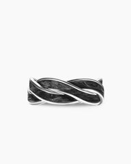 DY Helios™ Band Ring in 18K White Gold with Forged Carbon, 9mm