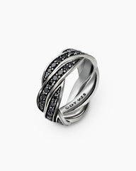 DY Helios™ Band Ring in Sterling Silver with Black Diamonds, 9mm