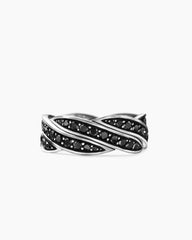 DY Helios™ Band Ring in Sterling Silver with Black Diamonds, 9mm