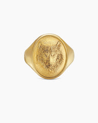 Petrvs® Wolf Signet Ring in 18K Yellow Gold, 21.5mm