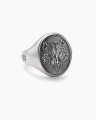 Petrvs® Wolf Signet Ring in Sterling Silver, 21.5mm