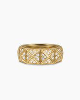 Pyramid Band Ring in 18K Yellow Gold with Diamonds, 8mm