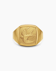 Waves Bird Pinky Ring in 18K Yellow Gold, 14mm