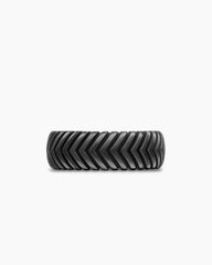 Chevron Band Ring in Black Titanium, 8mm