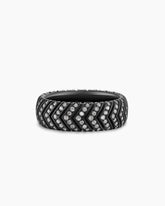 Chevron Band Ring in Black Titanium with Diamonds, 8mm