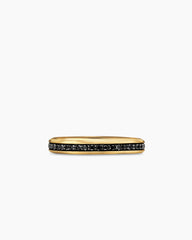 Beveled Band Ring in 18K Yellow Gold with Black Diamonds, 3.5mm