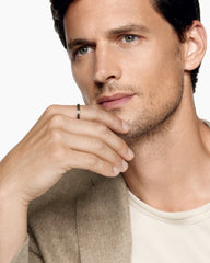 Beveled Band Ring in 18K Yellow Gold with Black Diamonds, 3.5mm