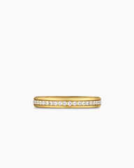 Beveled Band Ring in 18K Yellow Gold with Diamonds, 3.5mm