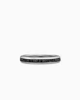 Beveled Band Ring in 18K White Gold with Black Diamonds, 3.5mm