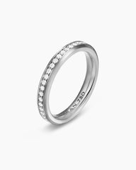 Beveled Band Ring in 18K White Gold with Diamonds, 3.5mm