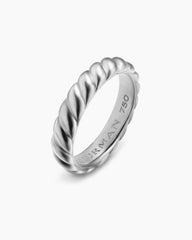 Sculpted Cable Band Ring in 18K White Gold, 5mm
