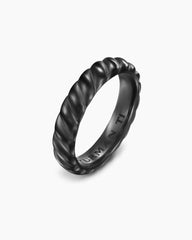 Sculpted Cable Band Ring in Black Titanium, 5mm