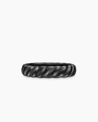 Sculpted Cable Band Ring in Black Titanium, 5mm