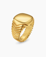 Chevron Signet Ring in 18K Yellow Gold, 18mm