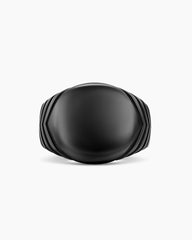 Chevron Signet Ring in Black Titanium, 18mm