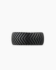 Chevron Band Ring in Black Titanium, 10mm