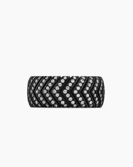 Chevron Band Ring in Black Titanium with Diamonds, 10mm