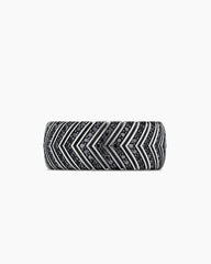 Chevron Band Ring in Sterling Silver with Black Diamonds, 10mm