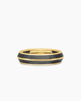 Knife Edge Band Ring in 18K Yellow Gold with Forged Carbon, 6mm