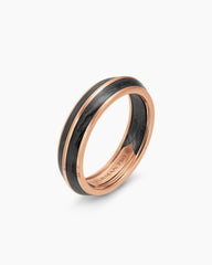 Knife Edge Band Ring in 18K Rose Gold with Forged Carbon, 6mm