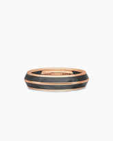 Knife Edge Band Ring in 18K Rose Gold with Forged Carbon, 6mm