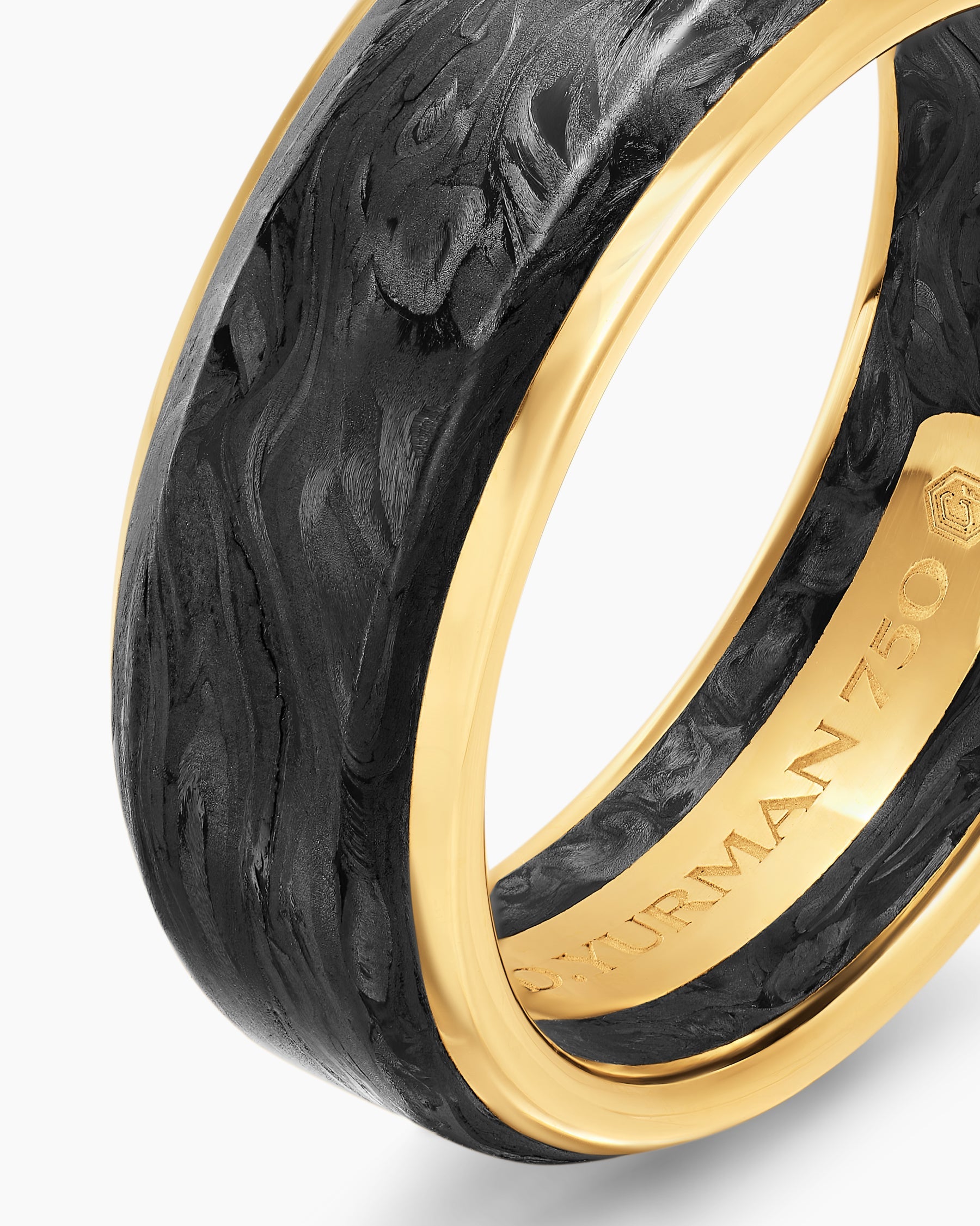 Streamline® Band Ring in 18K Yellow Gold with Forged Carbon, 8mm