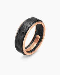 Streamline® Band Ring in 18K Rose Gold with Forged Carbon, 8mm