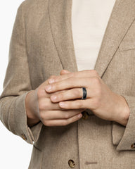 Streamline® Band Ring in 18K White Gold with Forged Carbon, 8mm