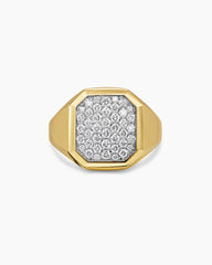 Streamline® Signet Ring in 18K Yellow Gold with Diamonds, 18mm