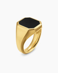Streamline® Signet Ring in 18K Yellow Gold with Black Onyx, 18mm