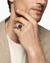 Streamline® Signet Ring in 18K Yellow Gold with Lapis, 18mm