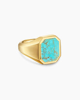 Streamline® Signet Ring in 18K Yellow Gold with Turquoise, 18mm