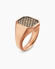 Streamline® Signet Ring in 18K Rose Gold with Cognac Diamonds, 18mm