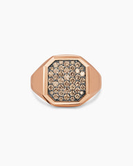Streamline® Signet Ring in 18K Rose Gold with Cognac Diamonds, 18mm