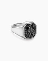 Streamline® Signet Ring in Sterling Silver with Black Diamonds, 18mm