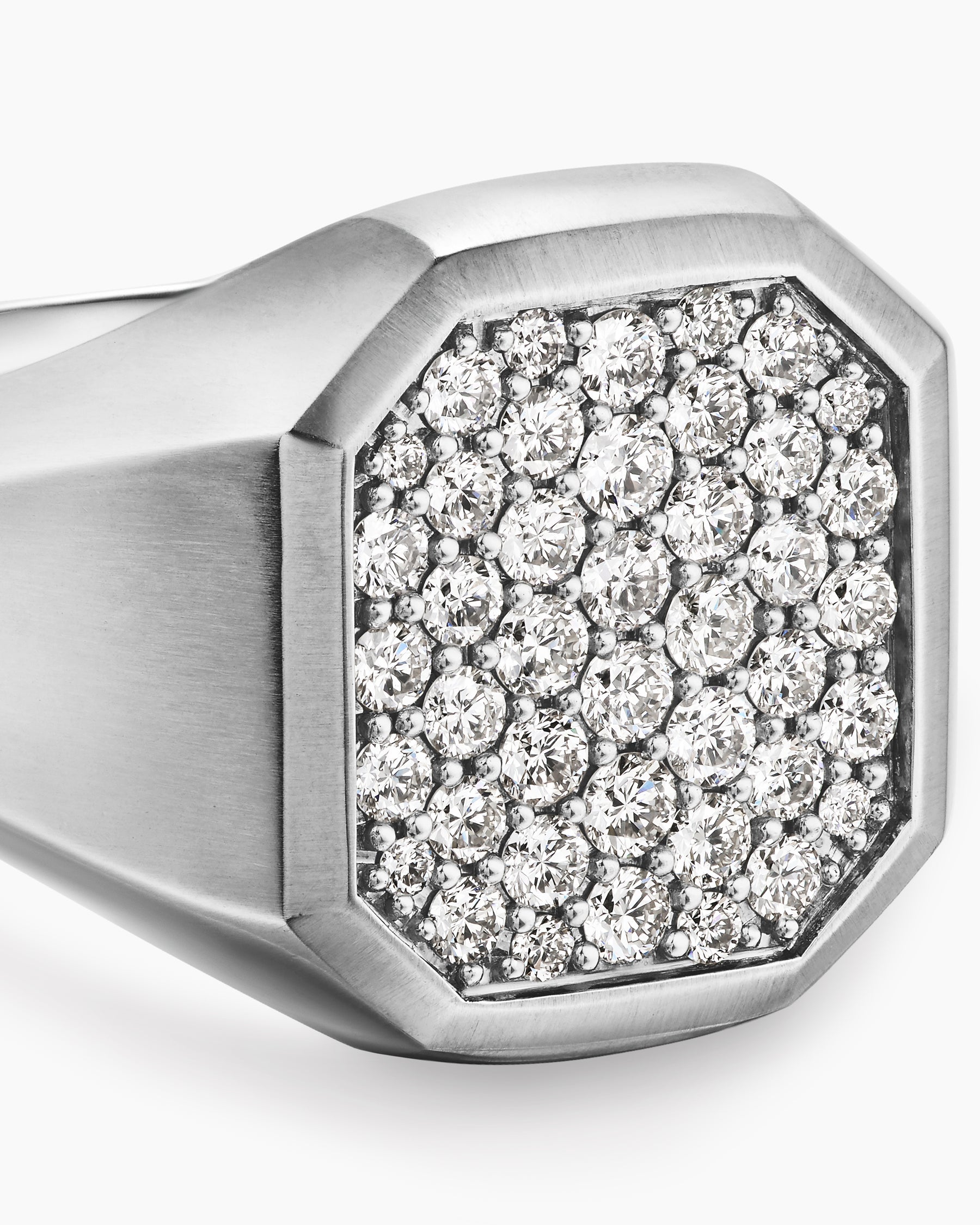 Streamline® Signet Ring in Sterling Silver with Diamonds, 18mm