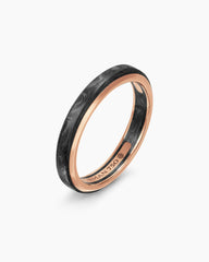 Streamline® Band Ring in 18K Rose Gold with Forged Carbon, 4mm