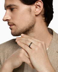 Streamline® Band Ring in 18K Rose Gold with Forged Carbon, 4mm