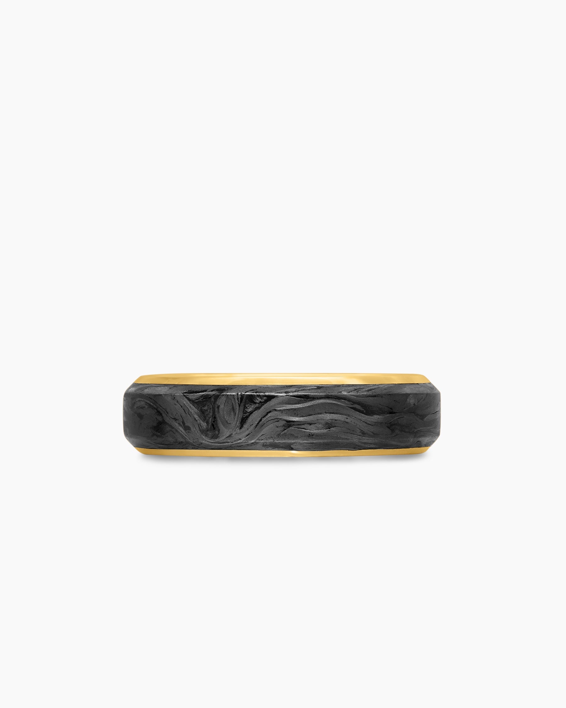 Streamline® Band Ring in 18K Yellow Gold with Forged Carbon, 6mm