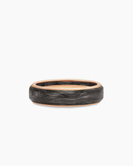 Streamline® Band Ring in 18K Rose Gold with Forged Carbon, 6mm