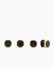 Streamline® Tuxedo Studs in 18K Yellow Gold with Forged Carbon, 10.8mm
