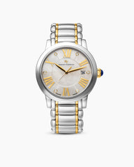 Classic Quartz Watch in Stainless Steel with 18K Yellow Gold and Diamonds, 38mm