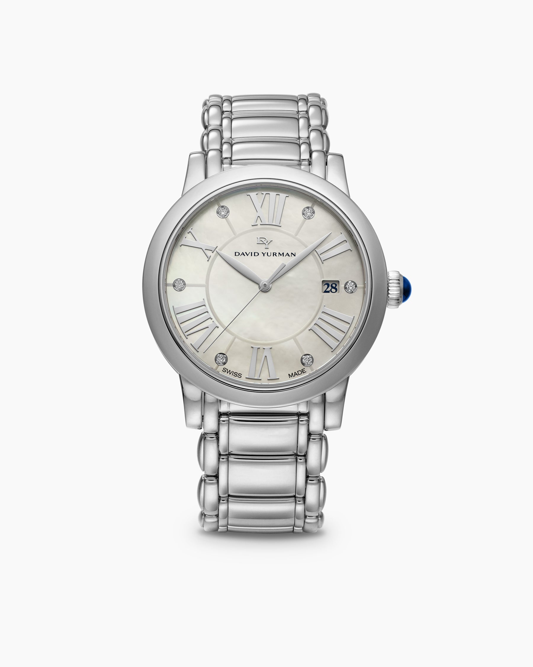 Classic Quartz Watch in Stainless Steel with Diamonds, 38mm