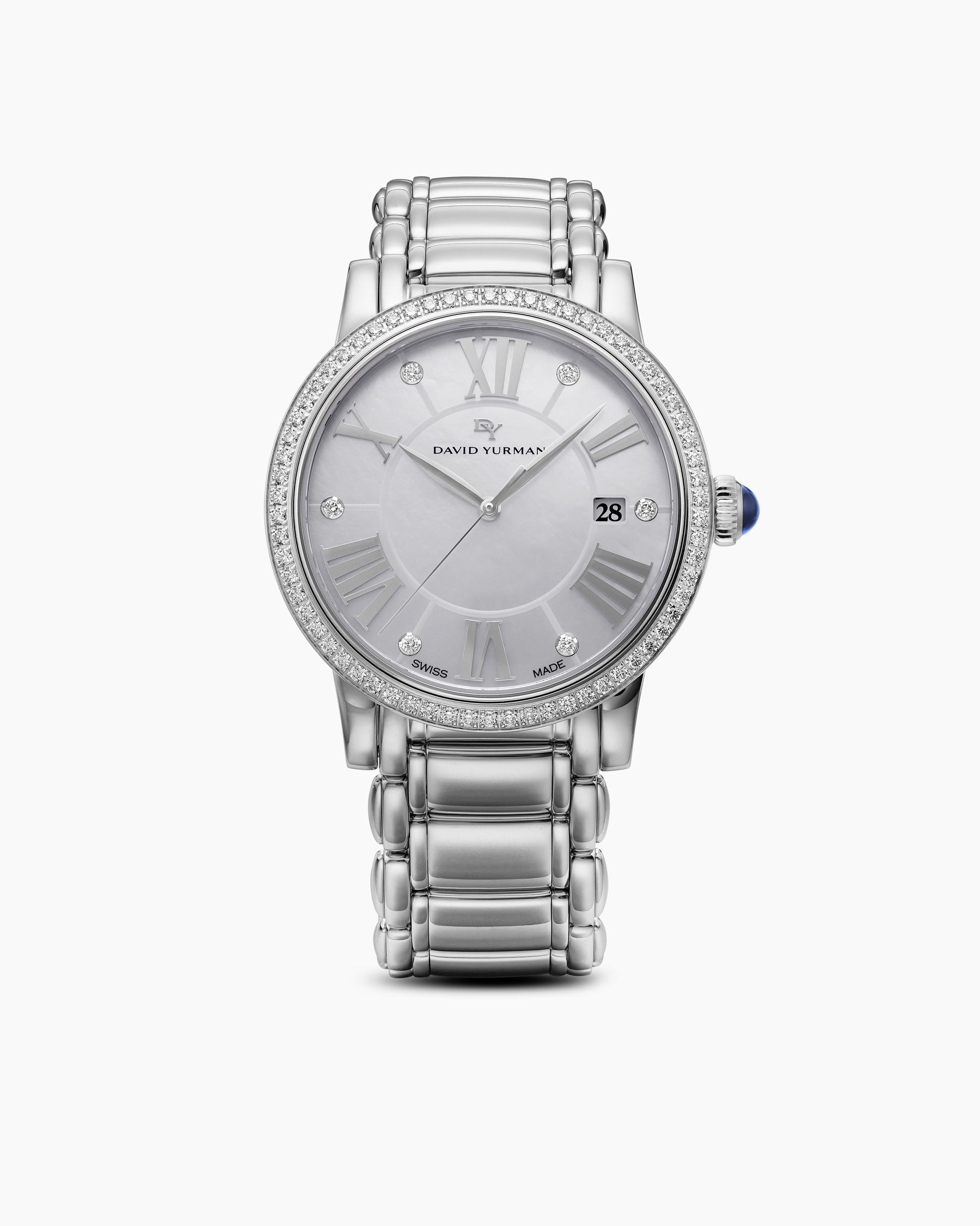 Classic Quartz Watch in Stainless Steel with Diamond Bezel, 38mm