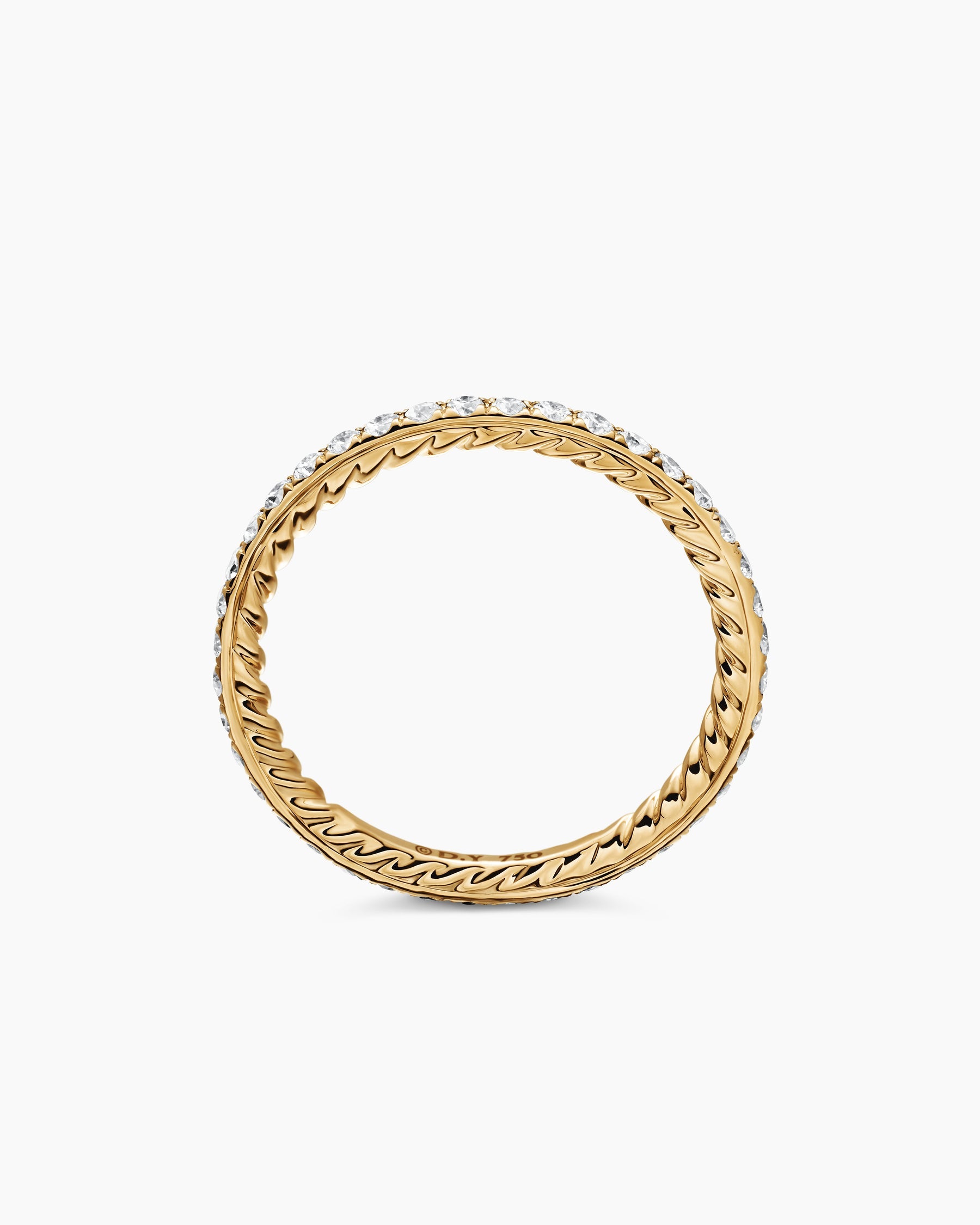 DY Eden Band Ring in 18K Yellow Gold with Pavé Diamonds, 1.85mm
