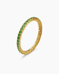 DY Eden Band Ring in 18K Yellow Gold with Pavé Tsavorites, 1.85mm