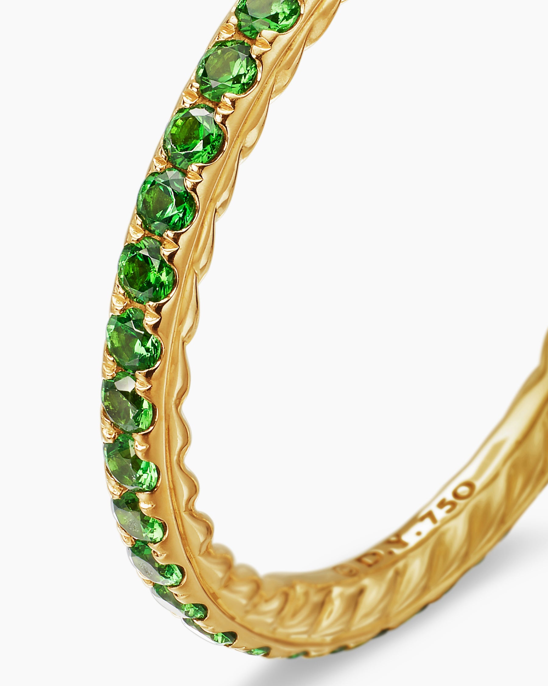 DY Eden Band Ring in 18K Yellow Gold with Pavé Tsavorites, 1.85mm